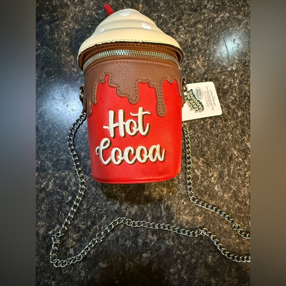 NWT! Skinnydip London Red Hot Cocoa Chocolate Silver Chain Crossbody Bag - Picture 3 of 12